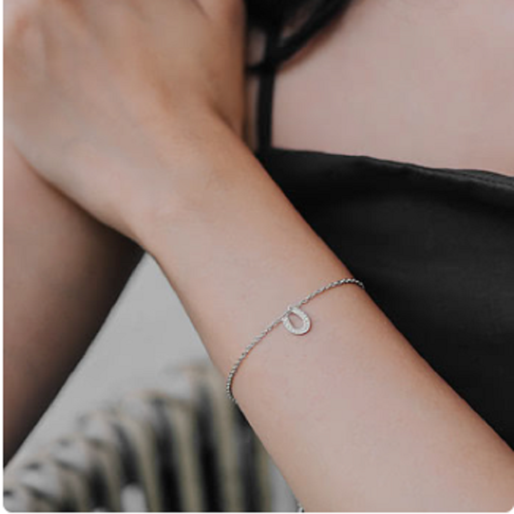 925 Silver One Letter Bracelet