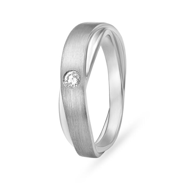 Silver Glistening Lines Men's Ring