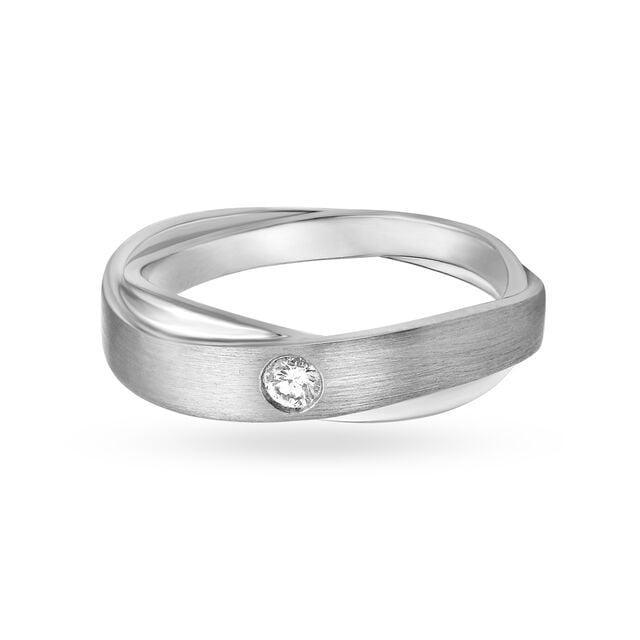 Silver Glistening Lines Men's Ring