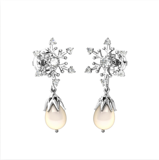 925 Silver Pearl Diamond Earring