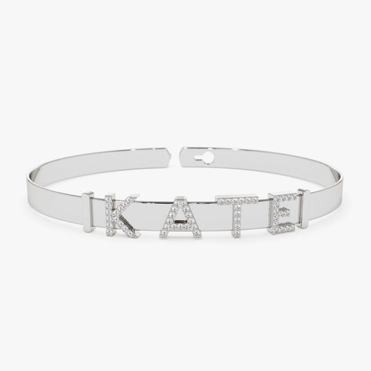 Silver Name Bangle Bracelet