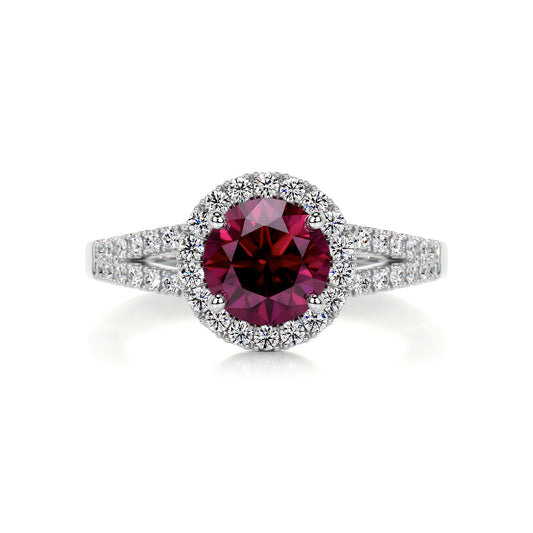 1.25 Carat · Round Halo · Ruby · 14K White Gold Gemston