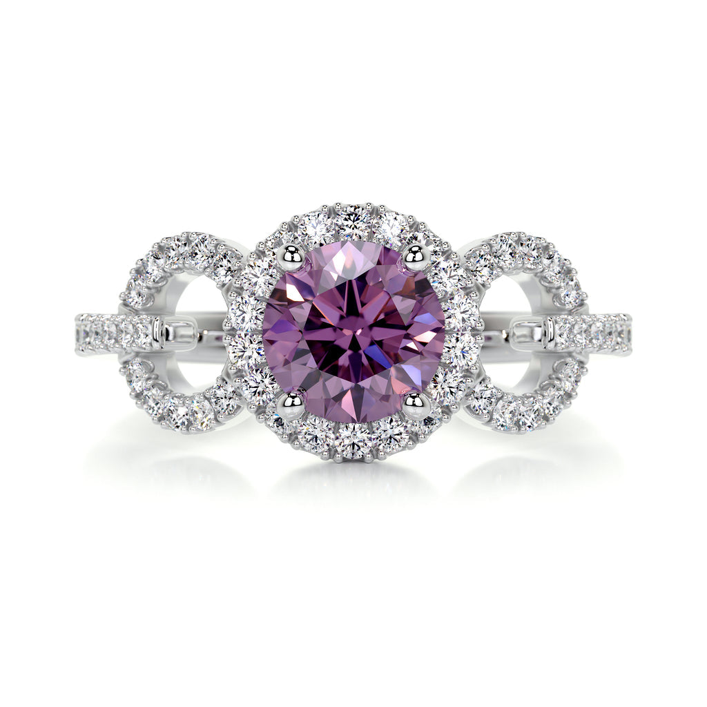 1.30 Carat · Round Halo · Tourmaline · 14K White Gold Gemston