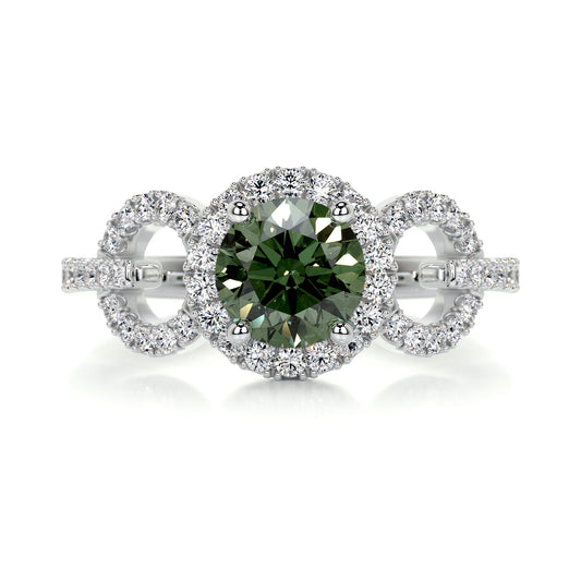 1.25 Carat · Round Halo · Tourmaline · 14K White Gold Gemston