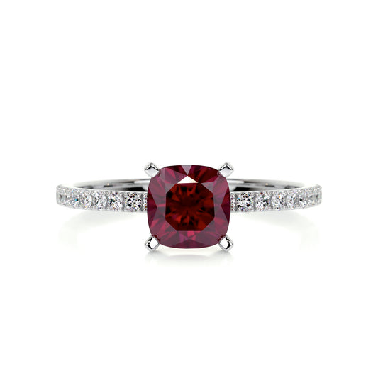 1.8 Carat · Cushion Pave · Garnet · 14K White Gold Gemston