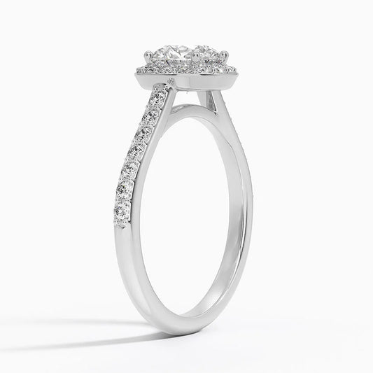 Halo Diamond  Ring with Side Stones 4 Prong Halo