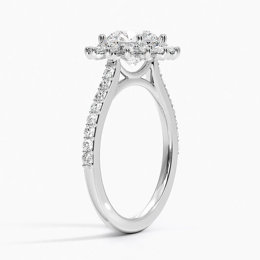 Luxe Sunburst Ring 4 Prong Halo