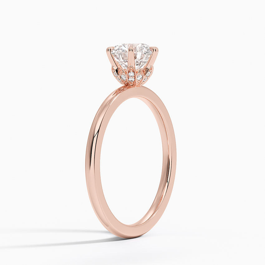 Petal 6 prong  Hidden Halo ring