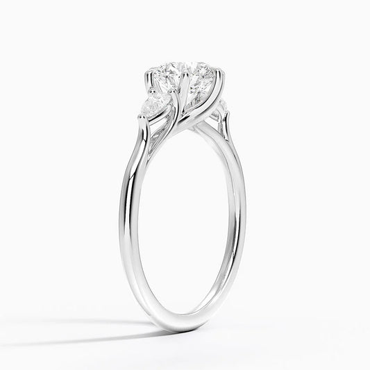 Delilah Pear Diamond 6 prong  Three Stone ring