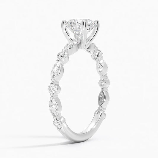 Luxe Versailles Three-Quarter Coverage Ring 4 prong  Three Stone ring