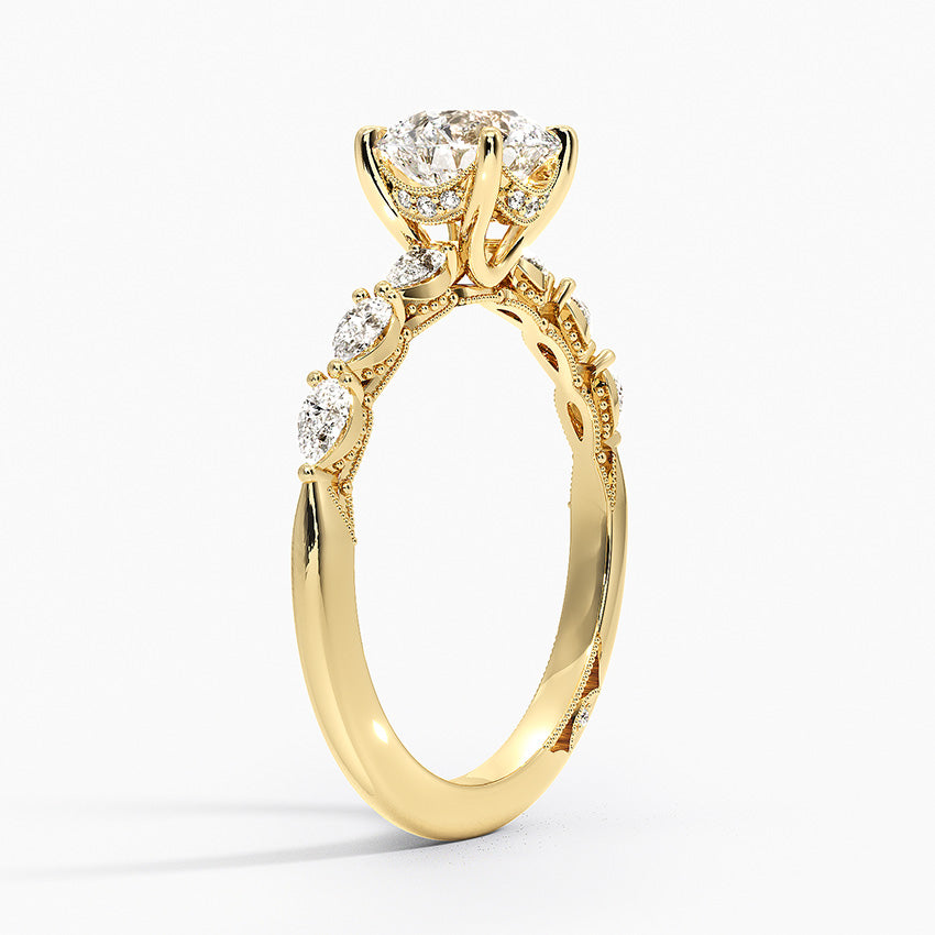 Tacori Sculpted Crescent Pear 4 prong  Hidden Halo ring