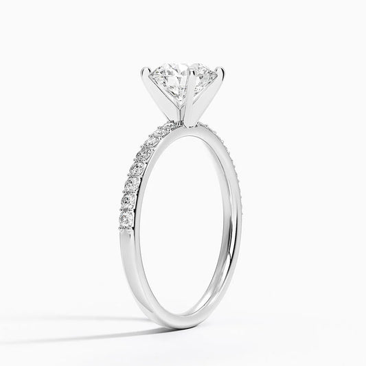 Petite Shared Prong Coverage 4 prong  Three Stone ring