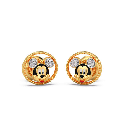 Gold Mickey Diamond Earrings