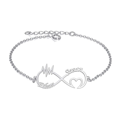 Silver infinity Couple Name Bracelet