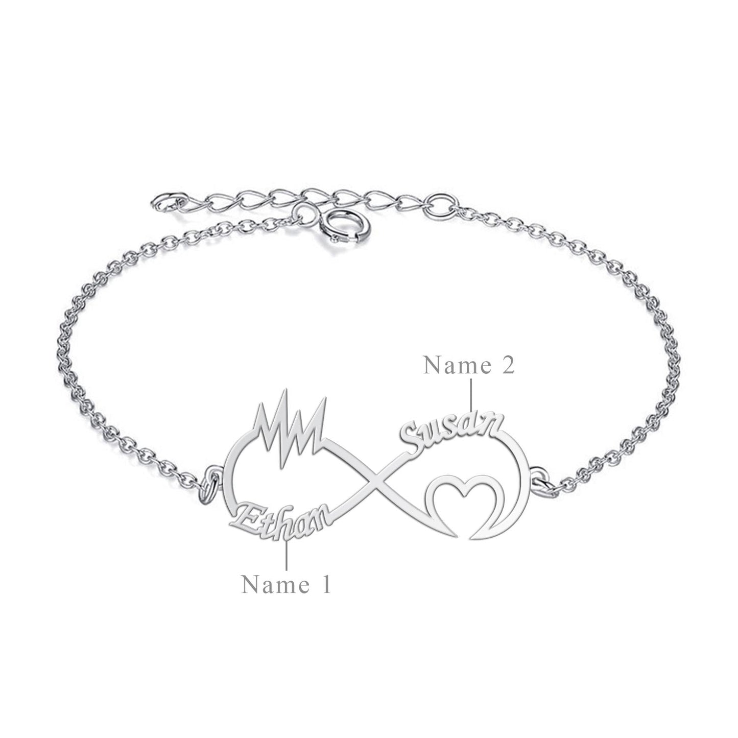 Silver infinity Couple Name Bracelet