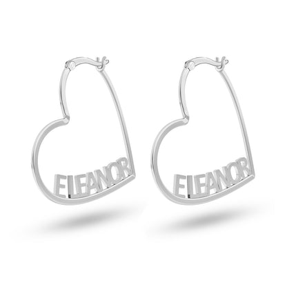 Personalized 925 Sterling Silver Heart Earring