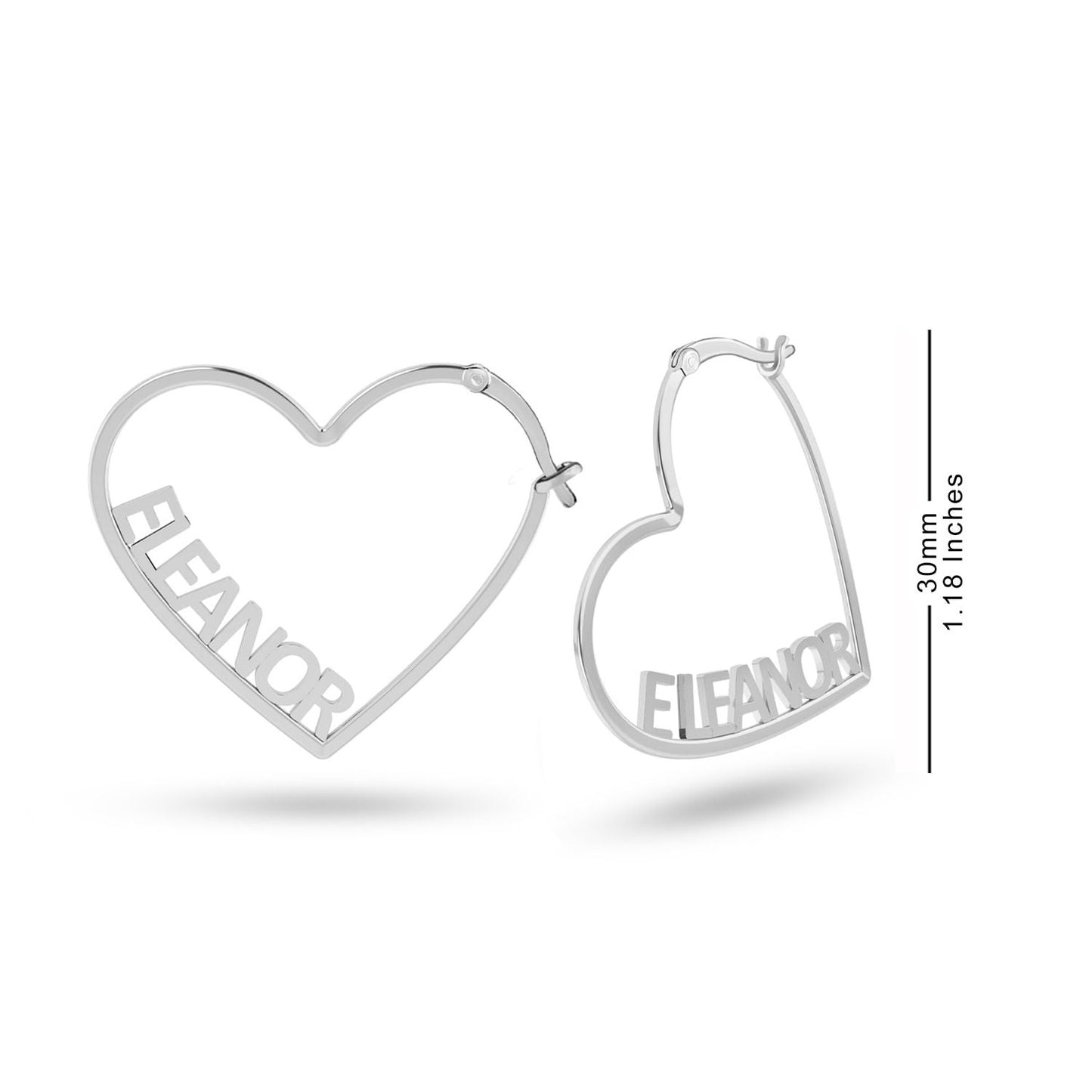 Personalized 925 Sterling Silver Heart Earring