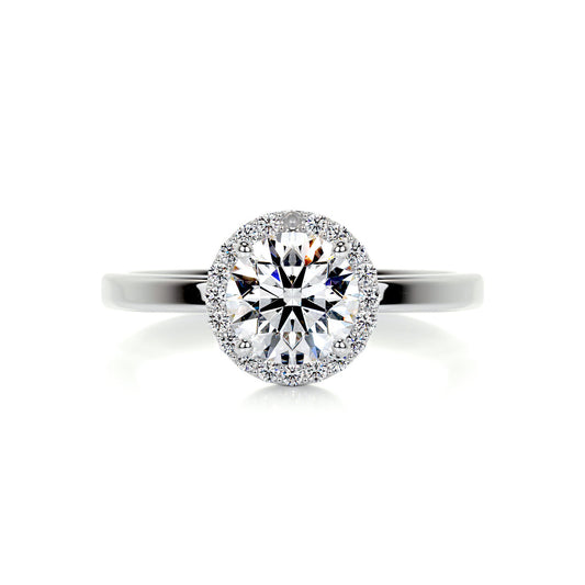 1.10 Carat · Round Halo ·   14K White Gold Moissanite Rings