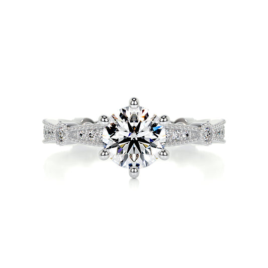 1.30 Carat · Round Pave ·   14K White Gold Moissanite Rings