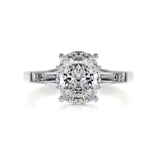 2.5 Carat · Oval 3 stones ·   14K White Gold Moissanite Rings