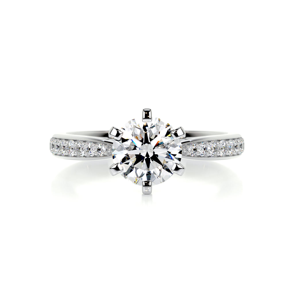 0.88 Carat · Round Pave ·    14K White Gold Round Cut Diamond Engagement Rings