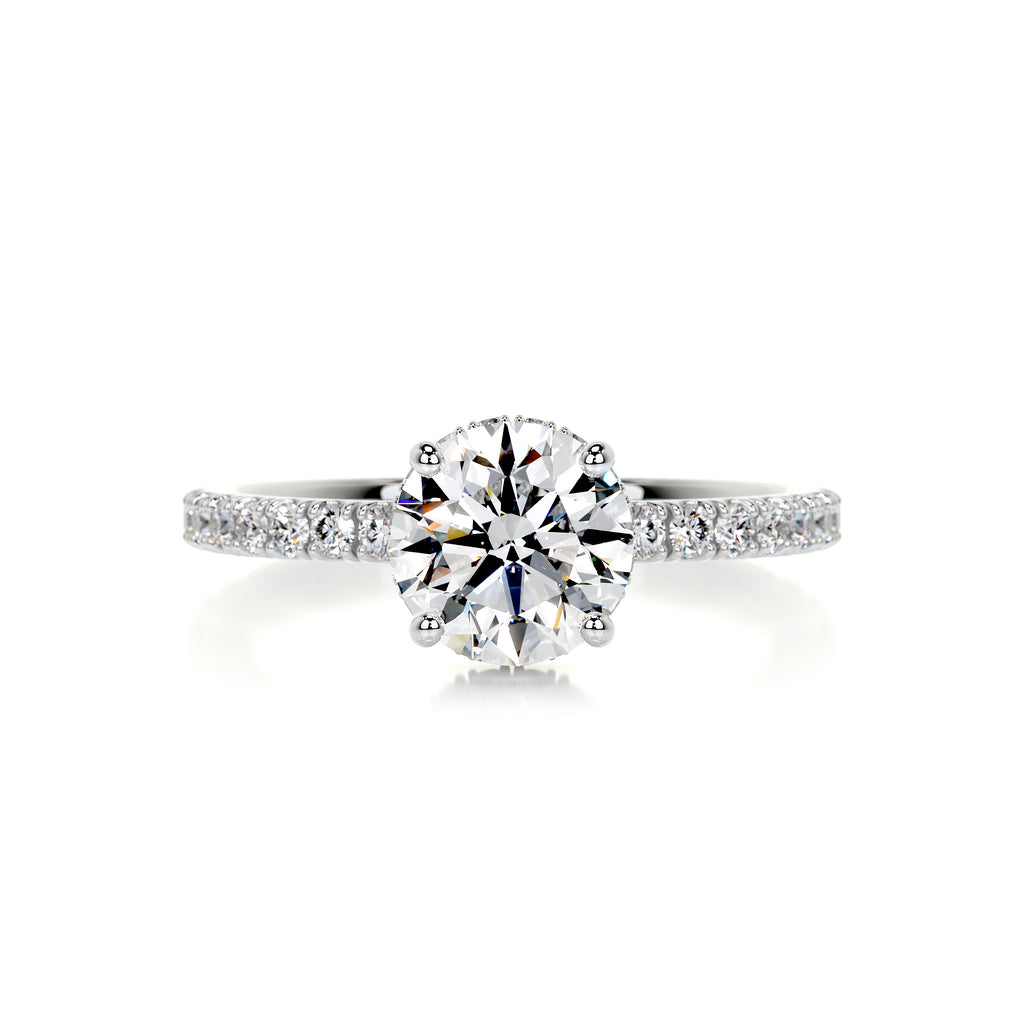 1.35 Carat · Round Hidden Halo ·   14K White Gold white white