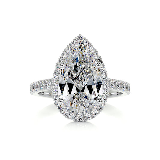 3 Carat · Pear Halo ·   14K White Gold Pear Cut Engagement Ring