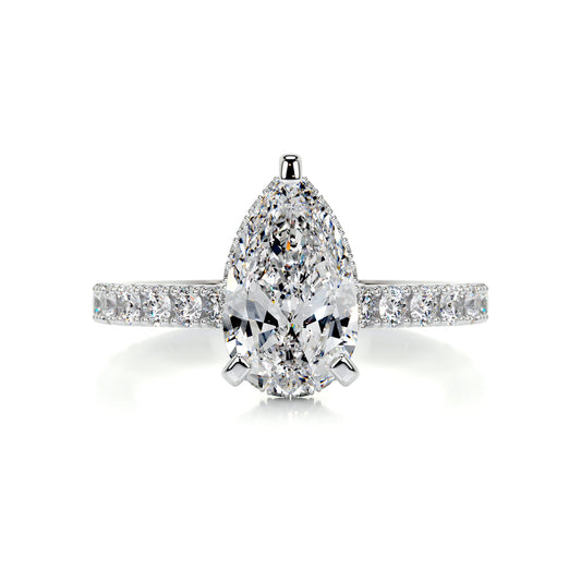 2 Carat · Pear Hidden Halo ·   14K White Gold Pear Cut Engagement Ring