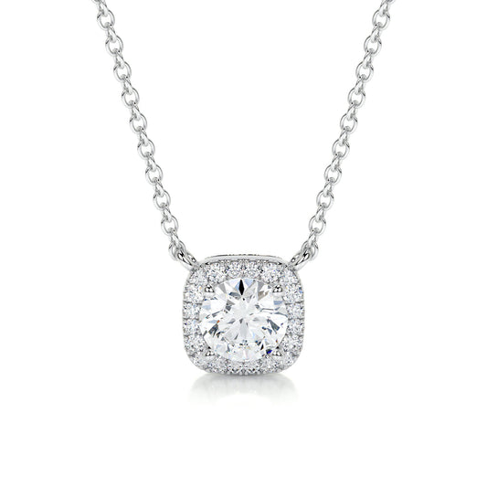 1.25 Carat · Round Halo ·   14K White Gold pendant pendant