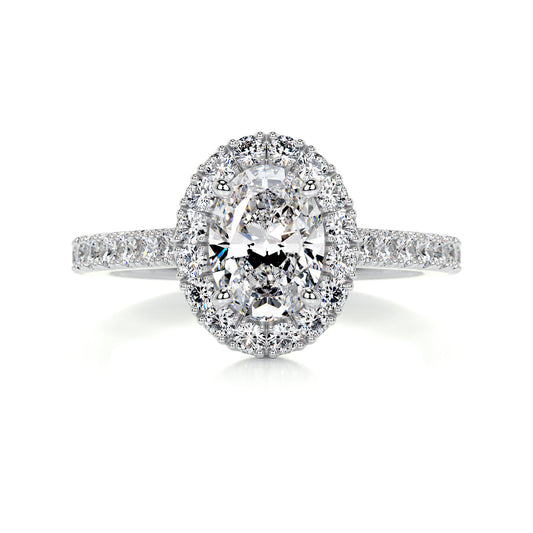 2 Carat · Oval Halo ·   14K White Gold Oval Engagement Rings