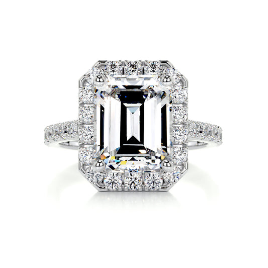 2 Carat · Emerald Halo ·   14K White Gold Emerald Cut Diamond Engagement Rings