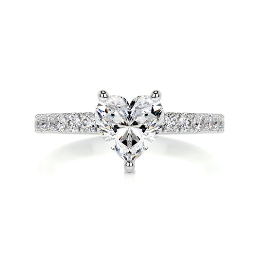 1.3 Carat · Heart Pave ·   14K White Gold Heart Cut Diamond Engagement Ring