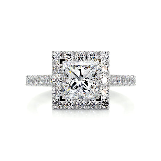 2.5 Carat · Princess Halo ·   14K White Gold Princess Cut Diamond Engagement Ring