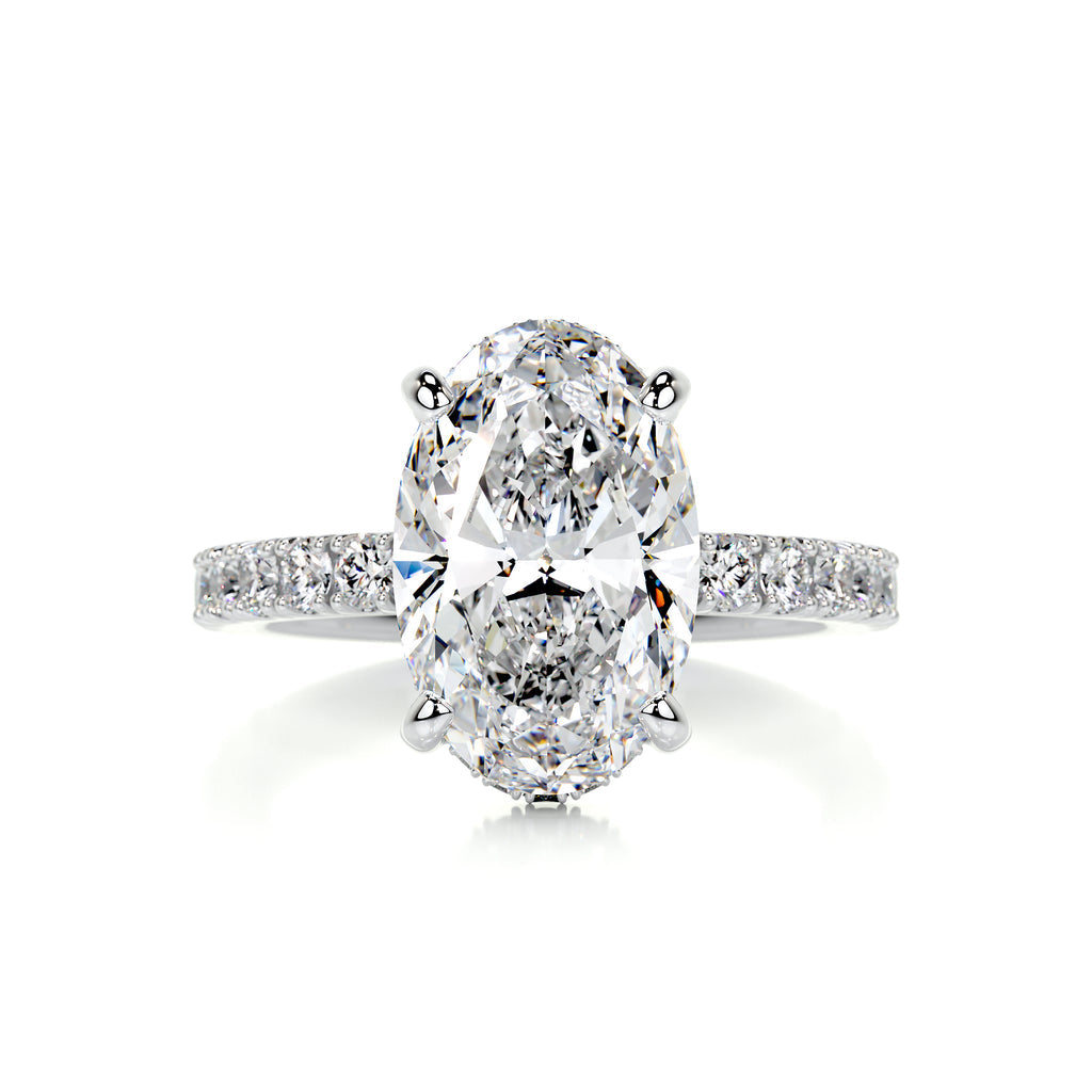 3.5 Carat · Oval Hidden Halo ·   14K White Gold Oval Engagement Rings