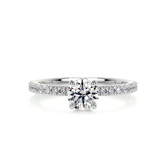 0.80 Carat · Round Hidden Halo ·    14K White Gold Round Cut Diamond Engagement Rings