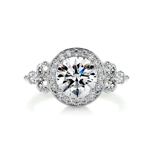 2 Carat · Round Halo ·   14K White Gold Round Cut Diamond Engagement Rings