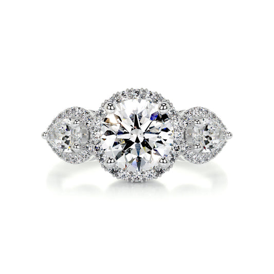 2.5 Carat · Round Halo ·   14K White Gold Round Cut Diamond Engagement Rings