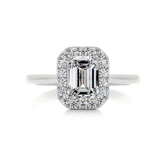 1.2 Carat · Emerald Halo ·   14K White Gold Emerald Cut Diamond Engagement Rings