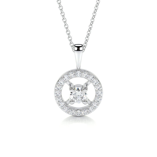 0.60 Carat · Round Halo ·   14K White Gold pendant pendant