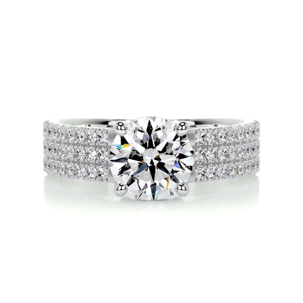 2.1 Carat · Round Pave ·   14K White Gold Round Cut Diamond Engagement Rings