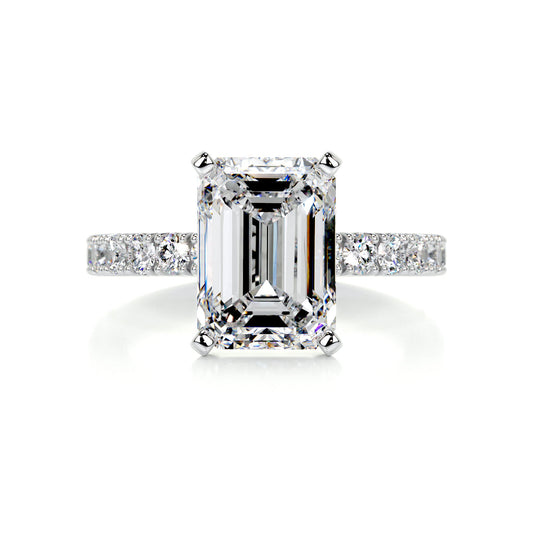 3.50 Carat · Emerald Pave ·   14K White Gold Emerald Cut Diamond Engagement Rings