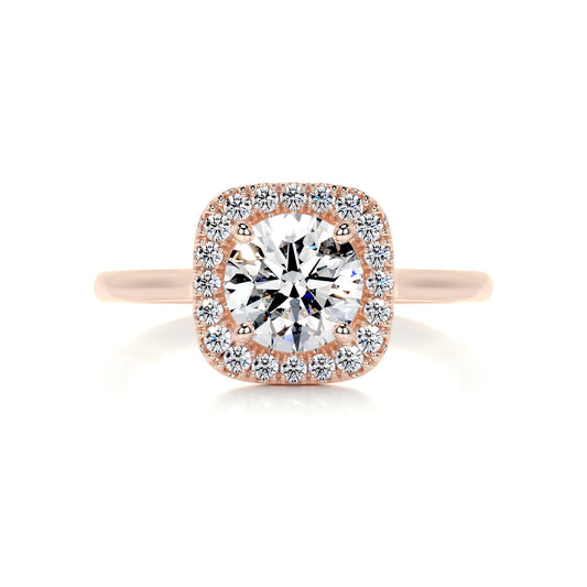 1.15 Carat · Round Halo ·   14K Rose Gold