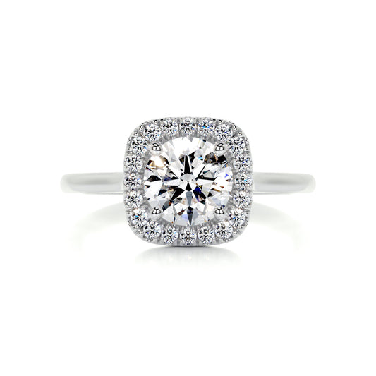 1.15 Carat · Round Halo ·   14K White Gold