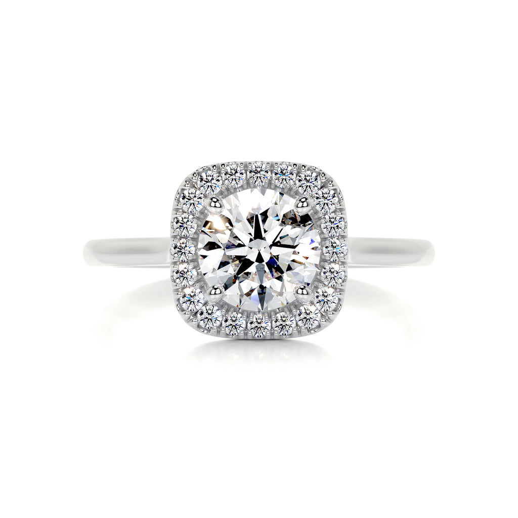 1.15 Carat · Round Halo ·   14K White Gold Round Cut Diamond Engagement Rings