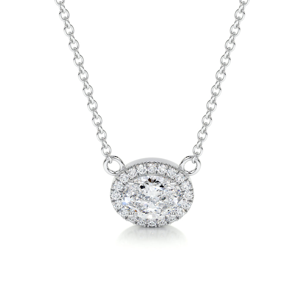 1.2 Carat · Oval Halo ·   14K White Gold pendant pendant