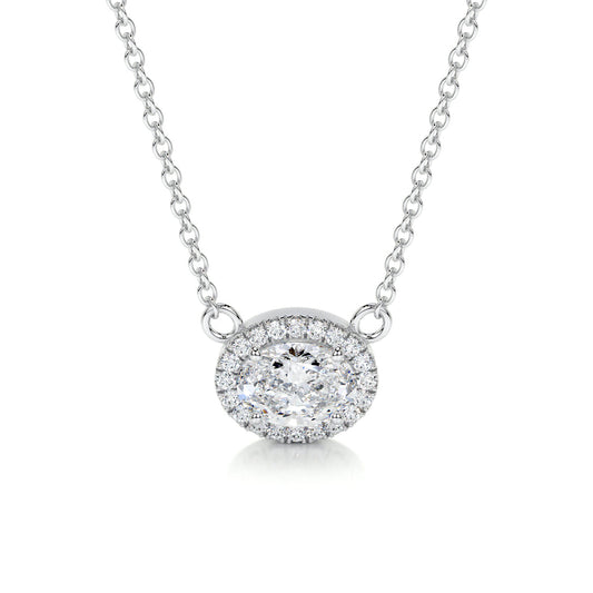 1.2 Carat · Oval Halo ·   14K White Gold pendant pendant