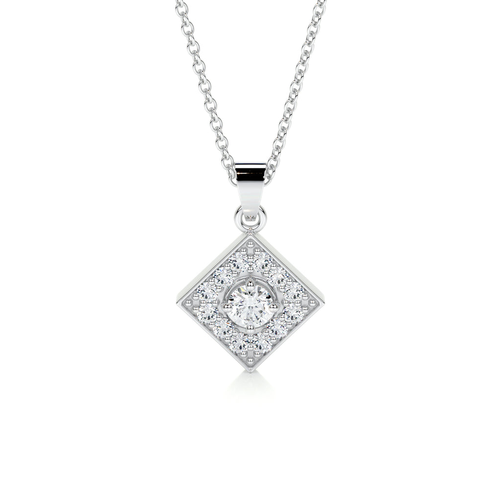 0.40 Carat · Round Halo ·   14K White Gold pendant pendant