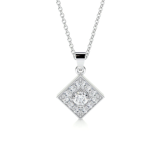 0.40 Carat · Round Halo ·   14K White Gold pendant pendant