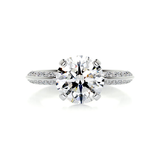 4.5 Carat · Round Pave ·   14K White Gold Round Cut Diamond Engagement Rings