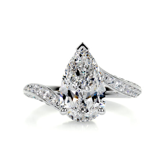 2.5 Carat · Pear Hidden Halo ·   14K White Gold Pear Cut Engagement Ring